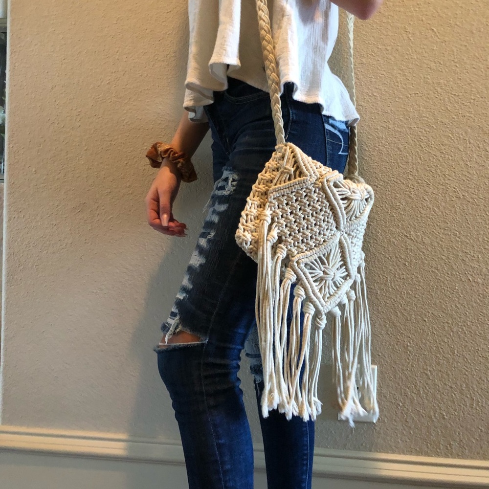 Cute fringed beige purse